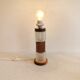 Swedish table lamp, made of what looks like rosewood and crystal glass.