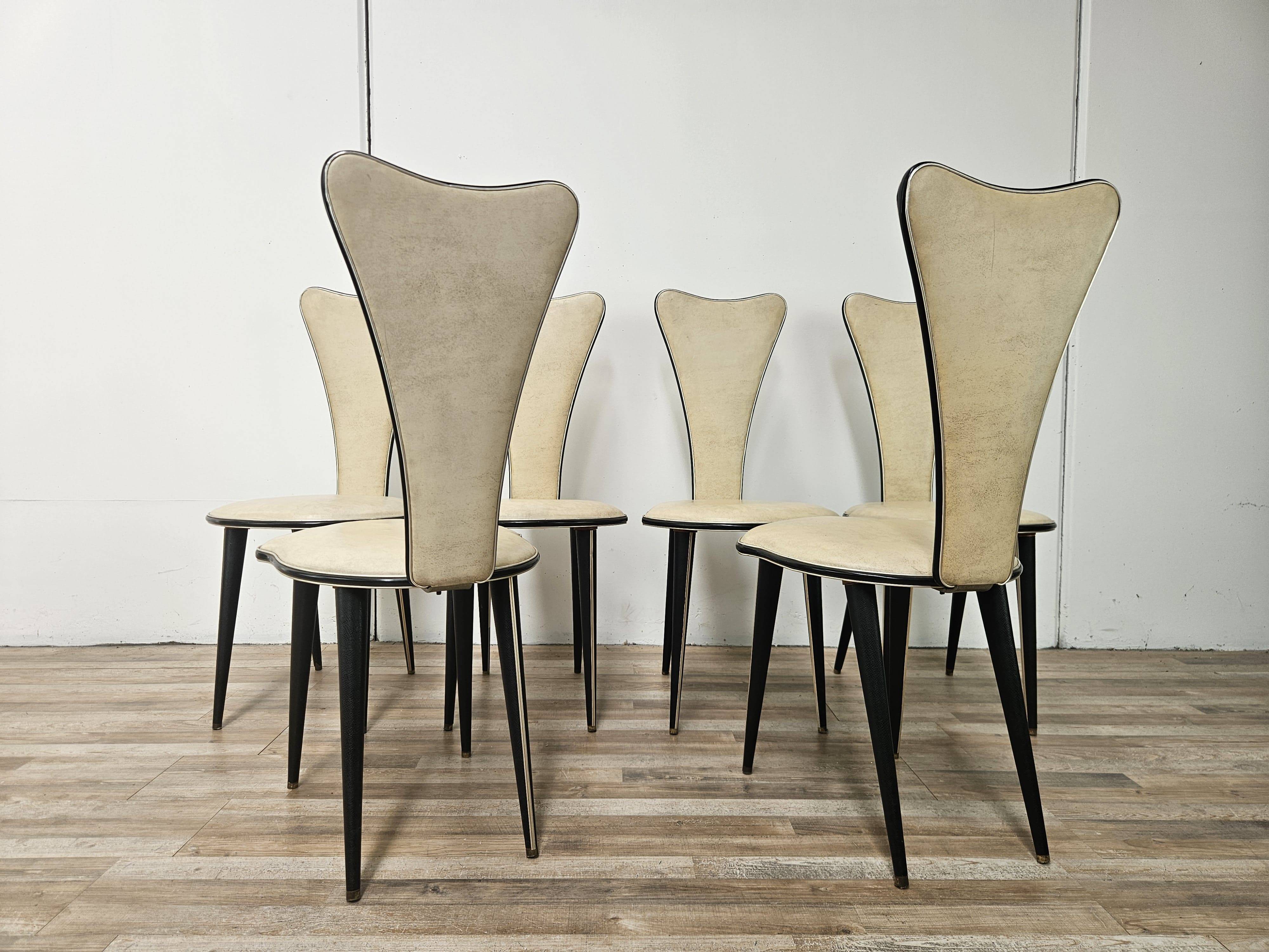 Set of Six Mid-Century Modern Dining Chairs by Umberto Mascagni