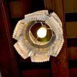 Lustre par Kaiser Leuchten en verre givré Allemagne 1960