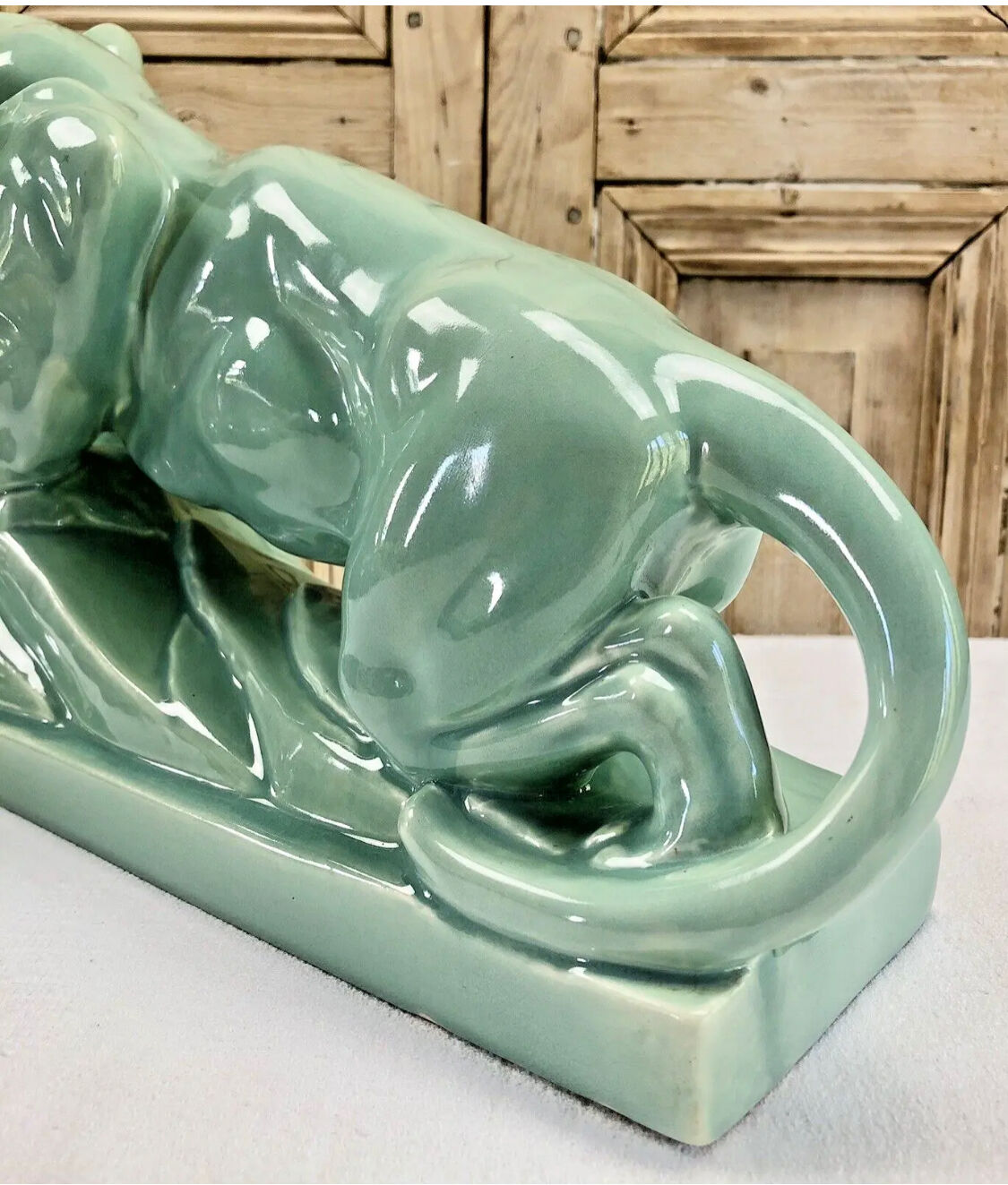 Cracked lioness sculpture art deco 1930 signed odyv