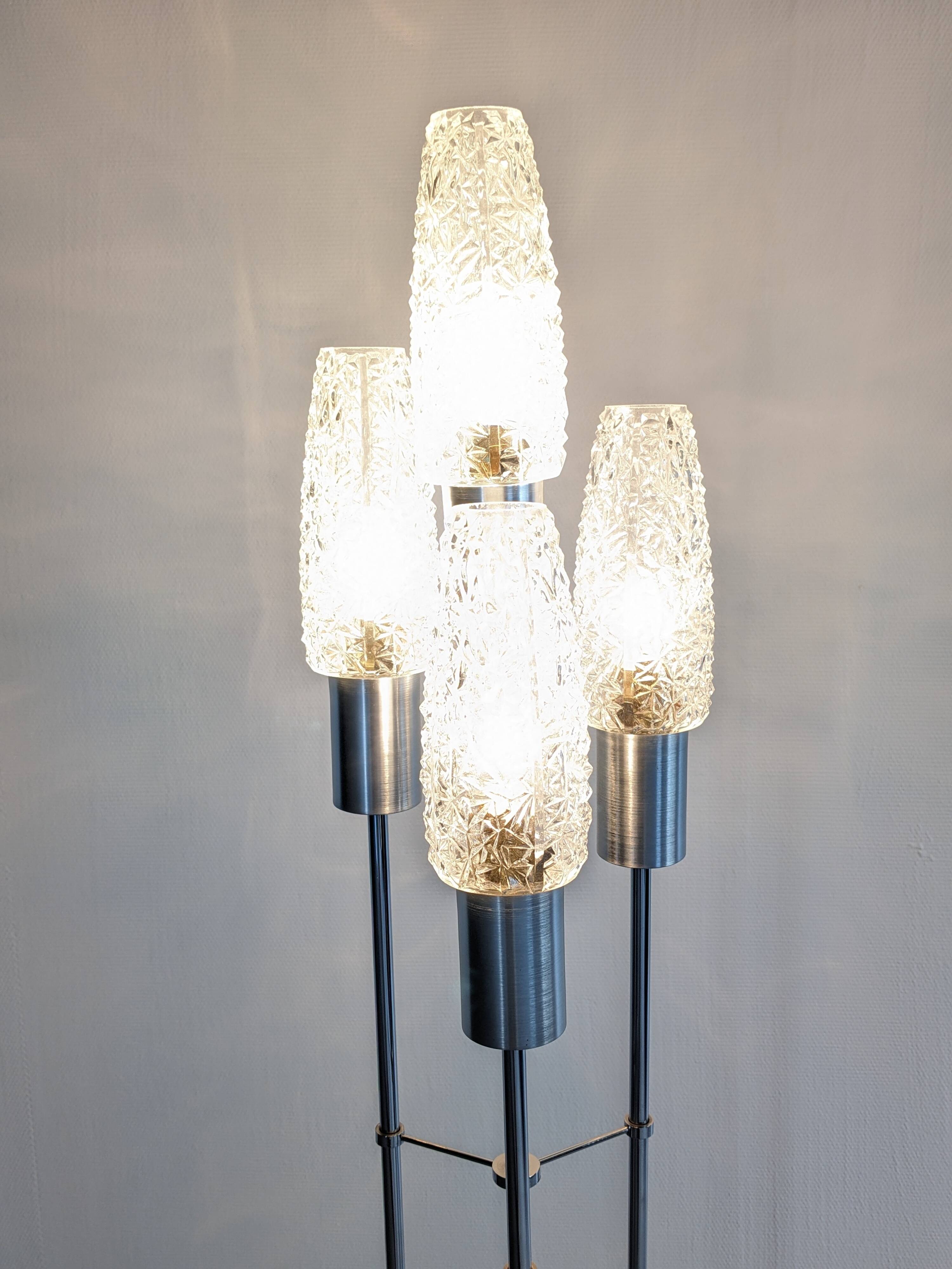 Four-light staircase lamp, France around 1970.