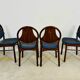 Lot de 12 chaises Baumann vintage assise Skaï bleu