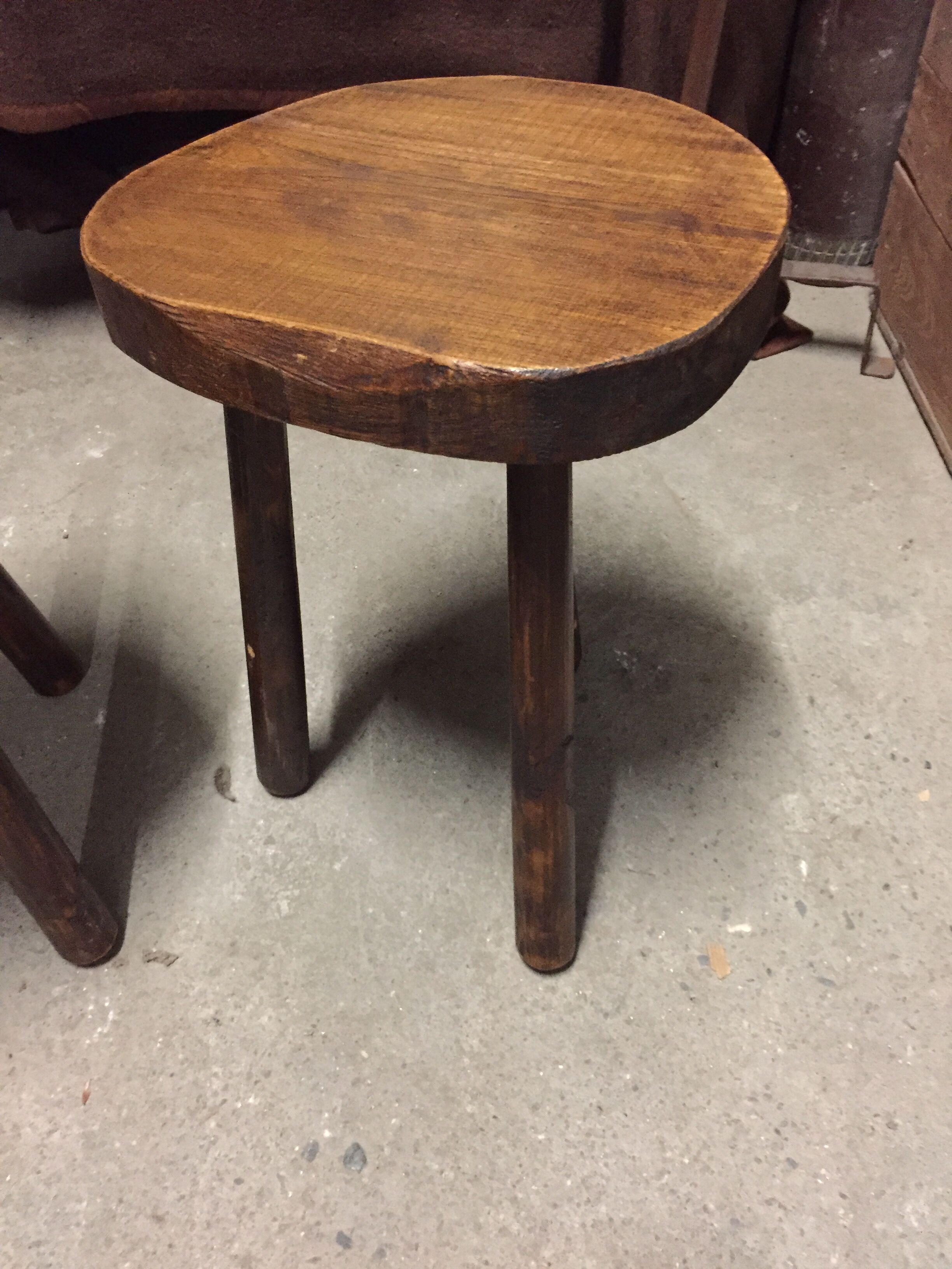 Lot of 2 vintage elm stools