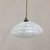 Pair of art deco suspensions in white Clichy glass