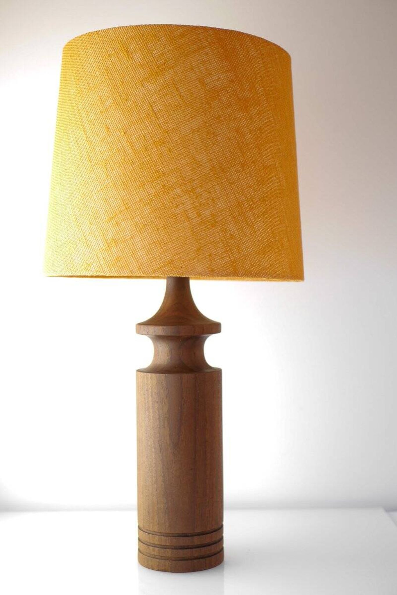 Large mid-century modern Danish teak table lamps, set of 2