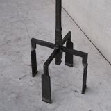Brutalist iron mid-century floor and table lamp set