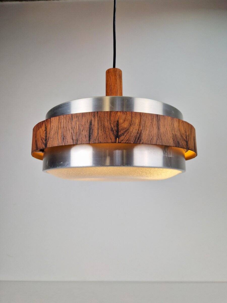 Vintage Scandinavian Pendant Lamp in Teak, 1960s