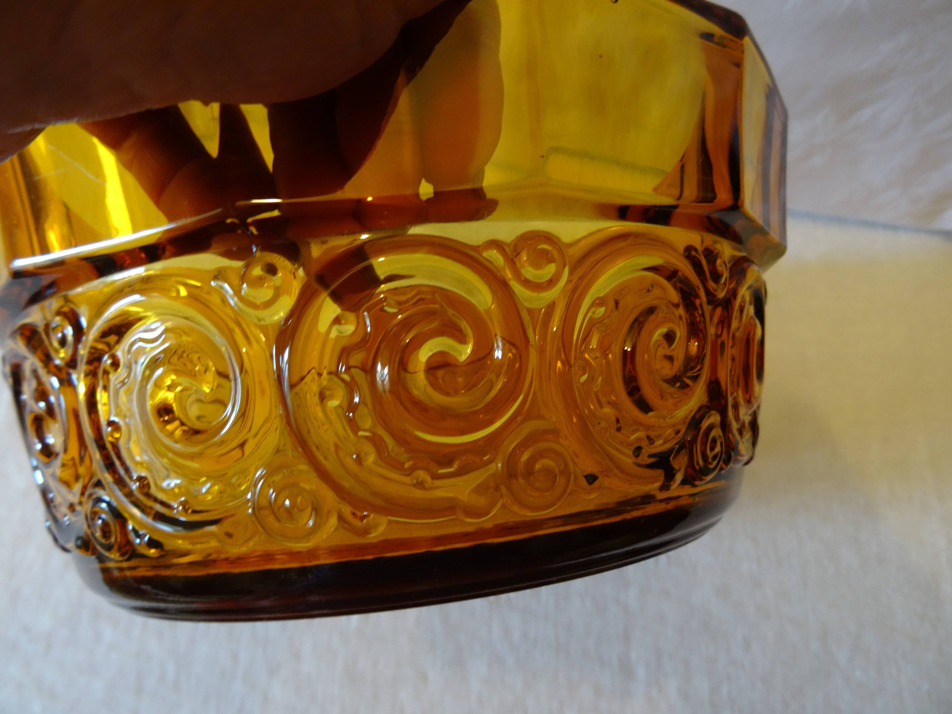 Art deco amber glass bowl