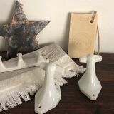 Set of 3 porcelain hooks, bathroom, art deco
