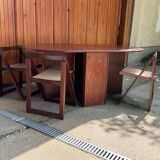 Vintage folding chairs and drop-leaf dining table, 1960s, set of 5
