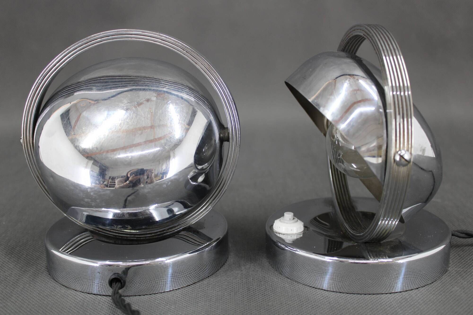 Pair of Bauhaus bedside lamps from the 1930s, Czechoslovakia
