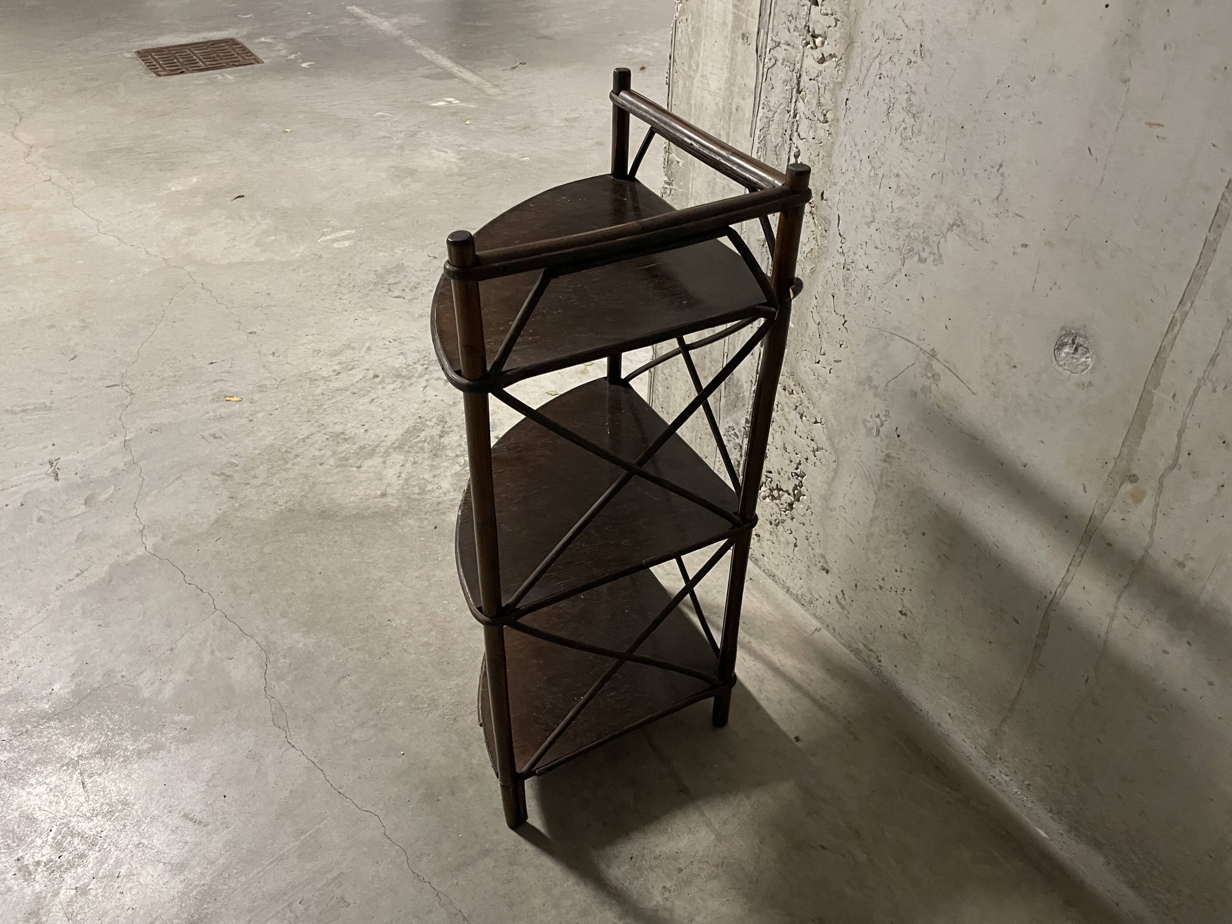 70s rattan corner cabinet