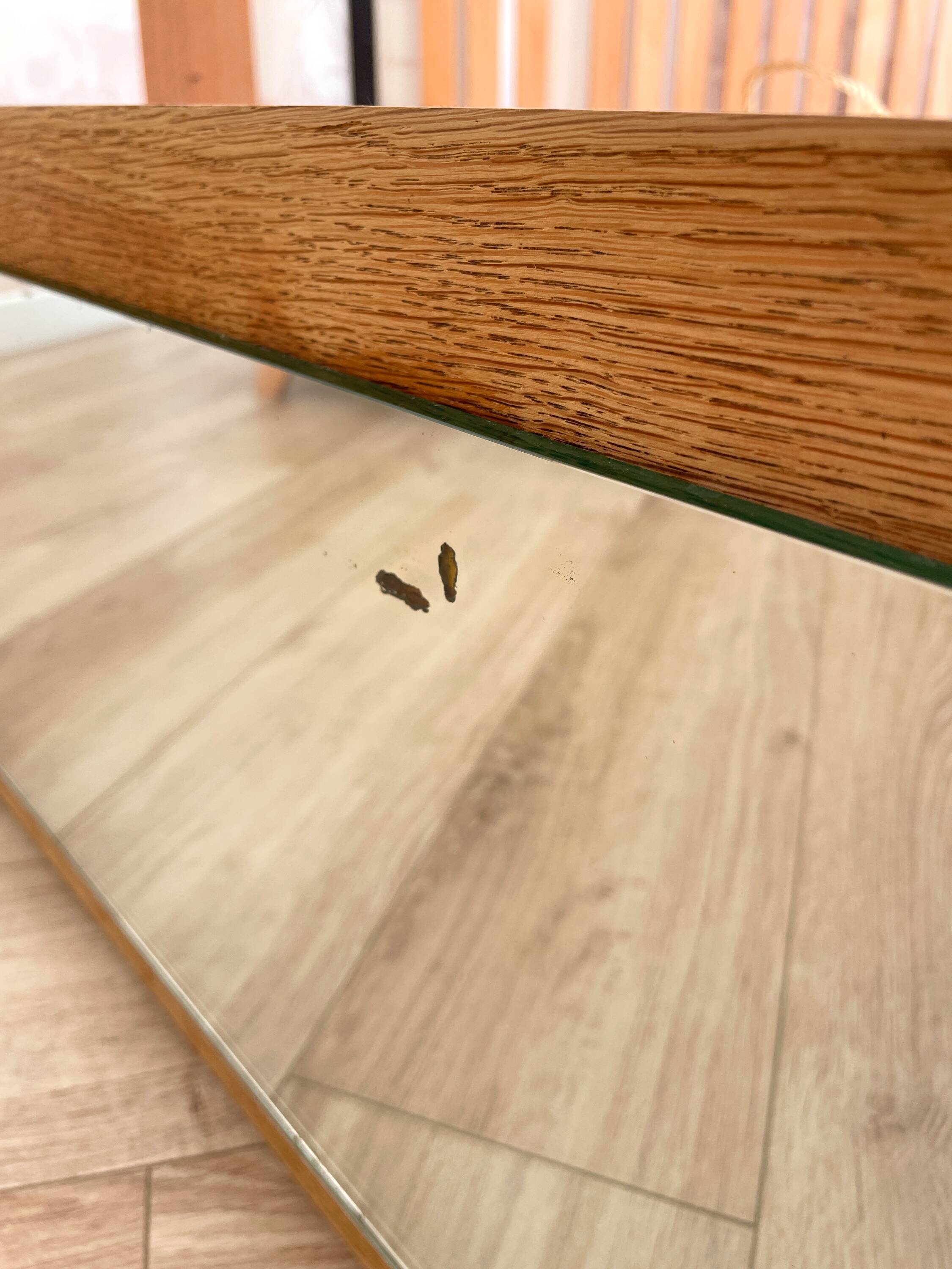 Trapezoidal oak mirror - 182x32cm