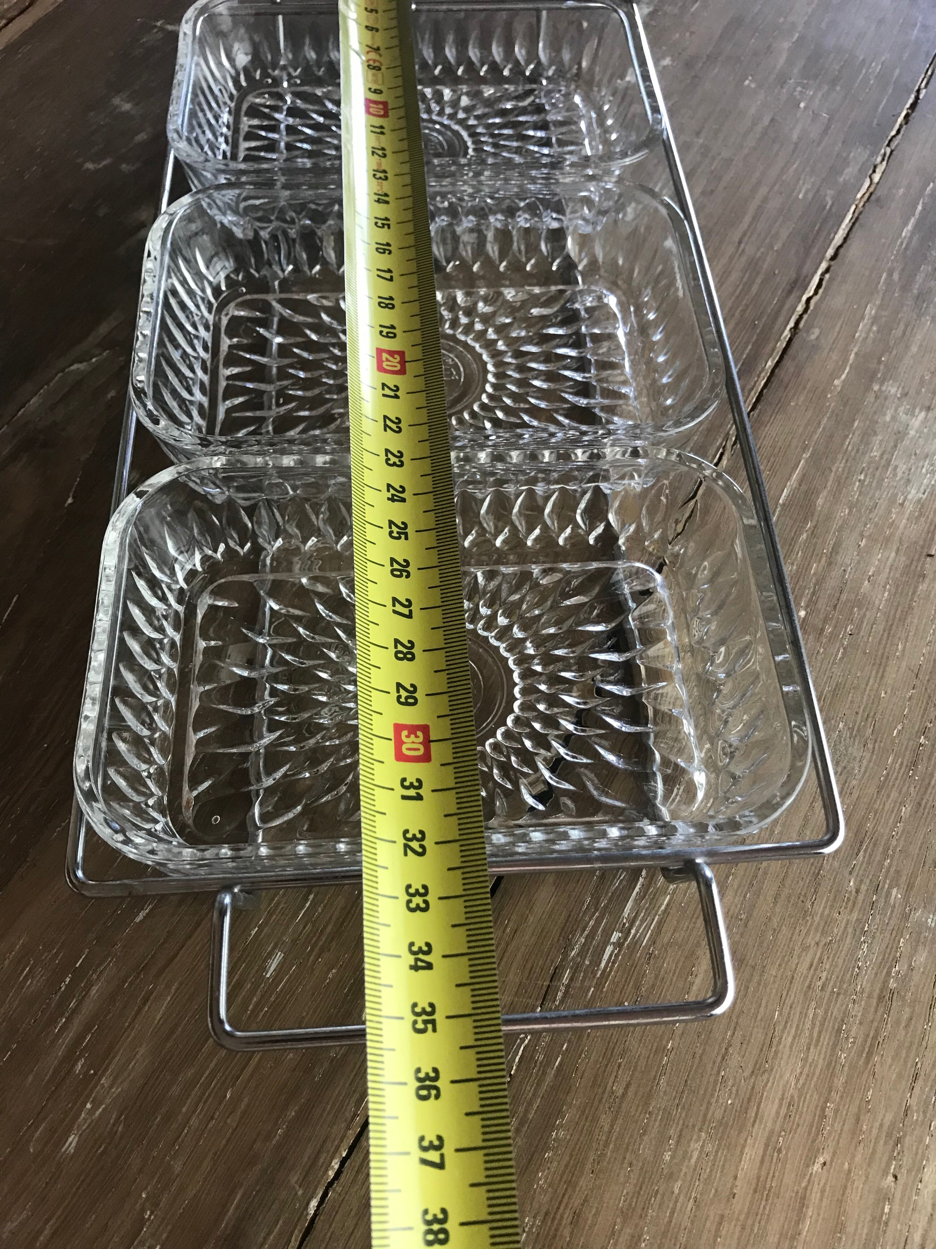 Duralex aperitif dish in glass and chrome support