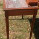 Art Deco oak dressing table, marble top and swivel mirror.