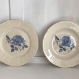 Set of 20 Digoin soup plates, blue rose patterns