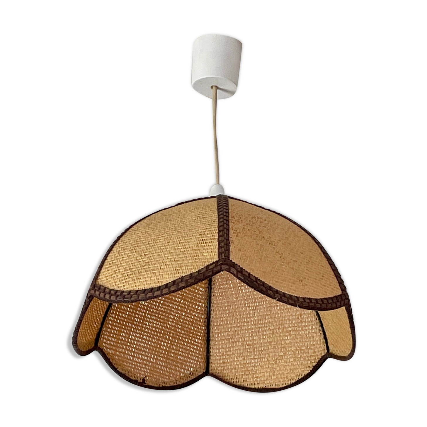 Suspension en rotin vintage forme fleur