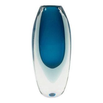 Vase Sommerso Mid-Century Scandinave en Verre par Vicke Lindstrand pour Kosta, Suède, 1960s