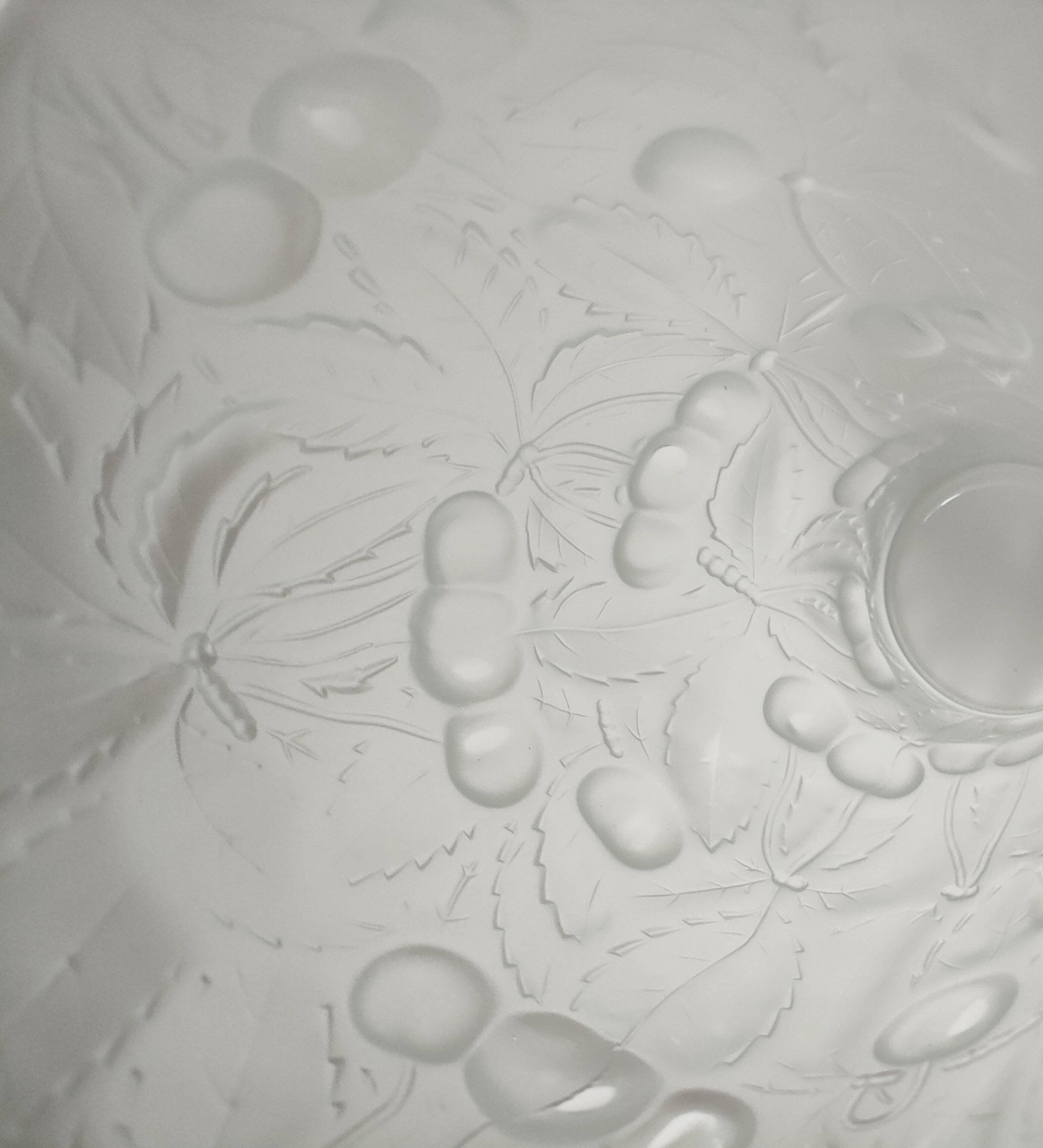 Vase pressed glass molded matte Josef Inwald decoration cherries