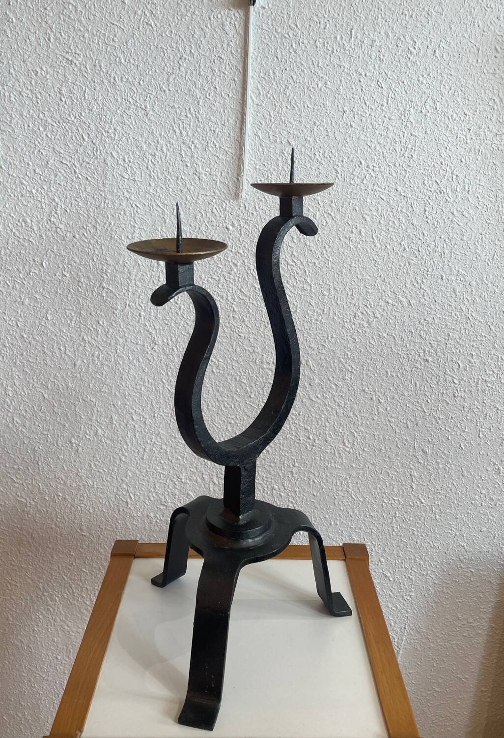 Wrought iron candle holder circa 1950, two sconces