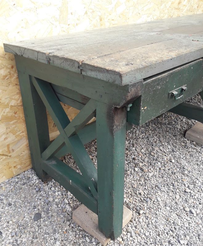 Établi industriel d'atelier 4m ancien