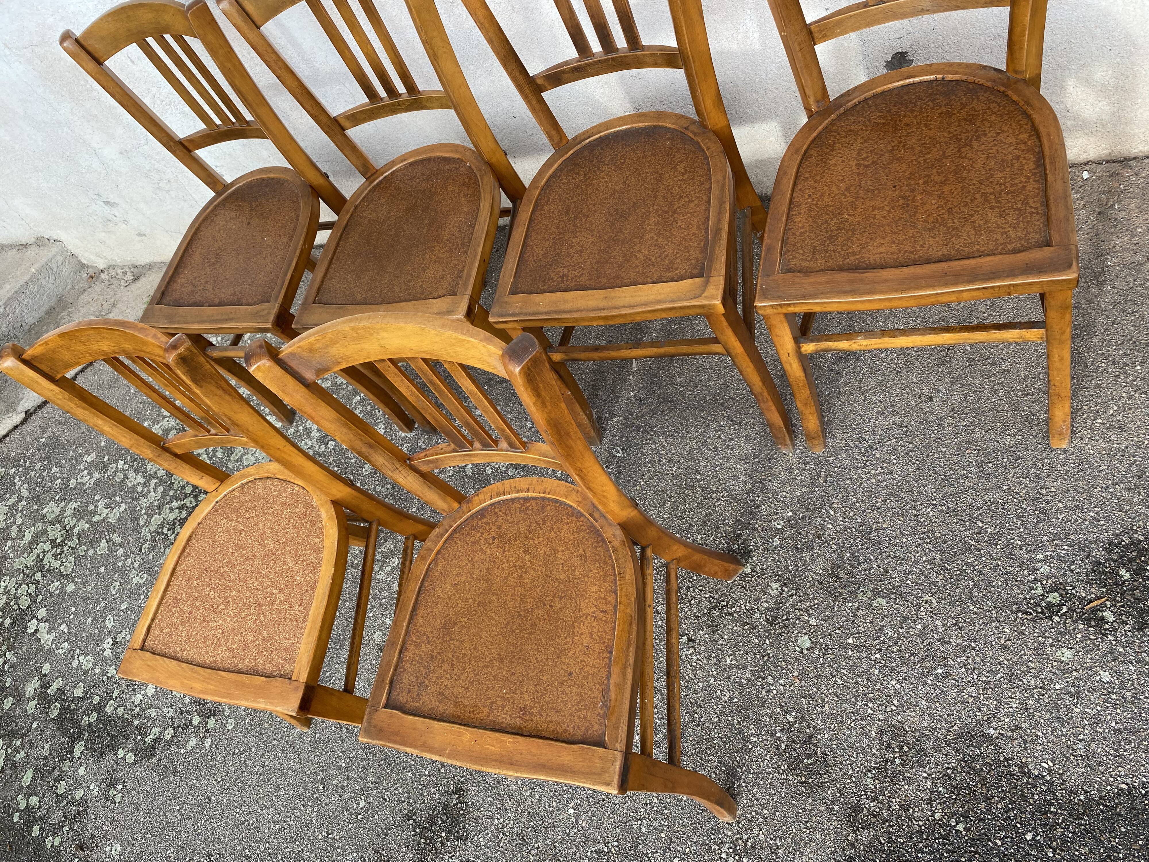 Set of 6 varnished bistro chairs