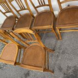 Set of 6 varnished bistro chairs