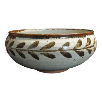 Ceramic salad bowl stoneware signature to identify 20th century