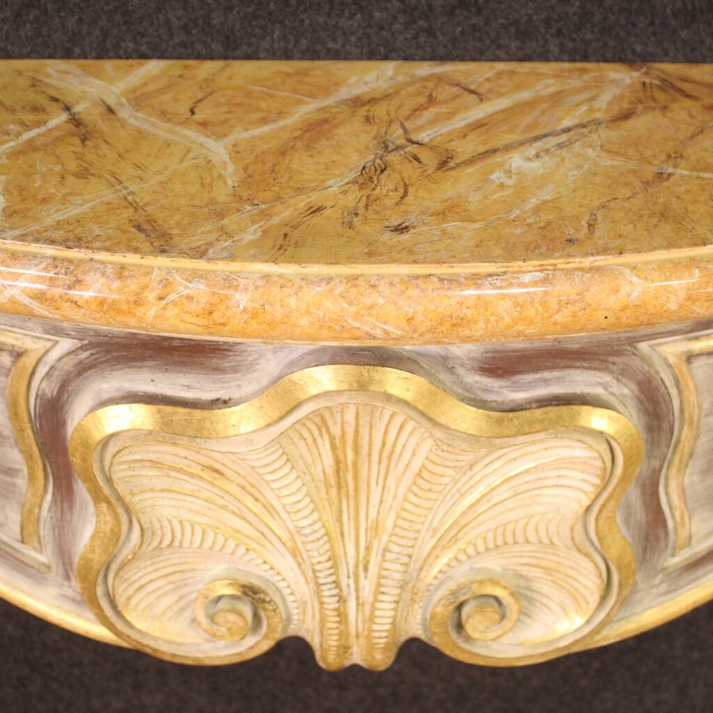 Scenic Italian painted and gilded wooden fireplace