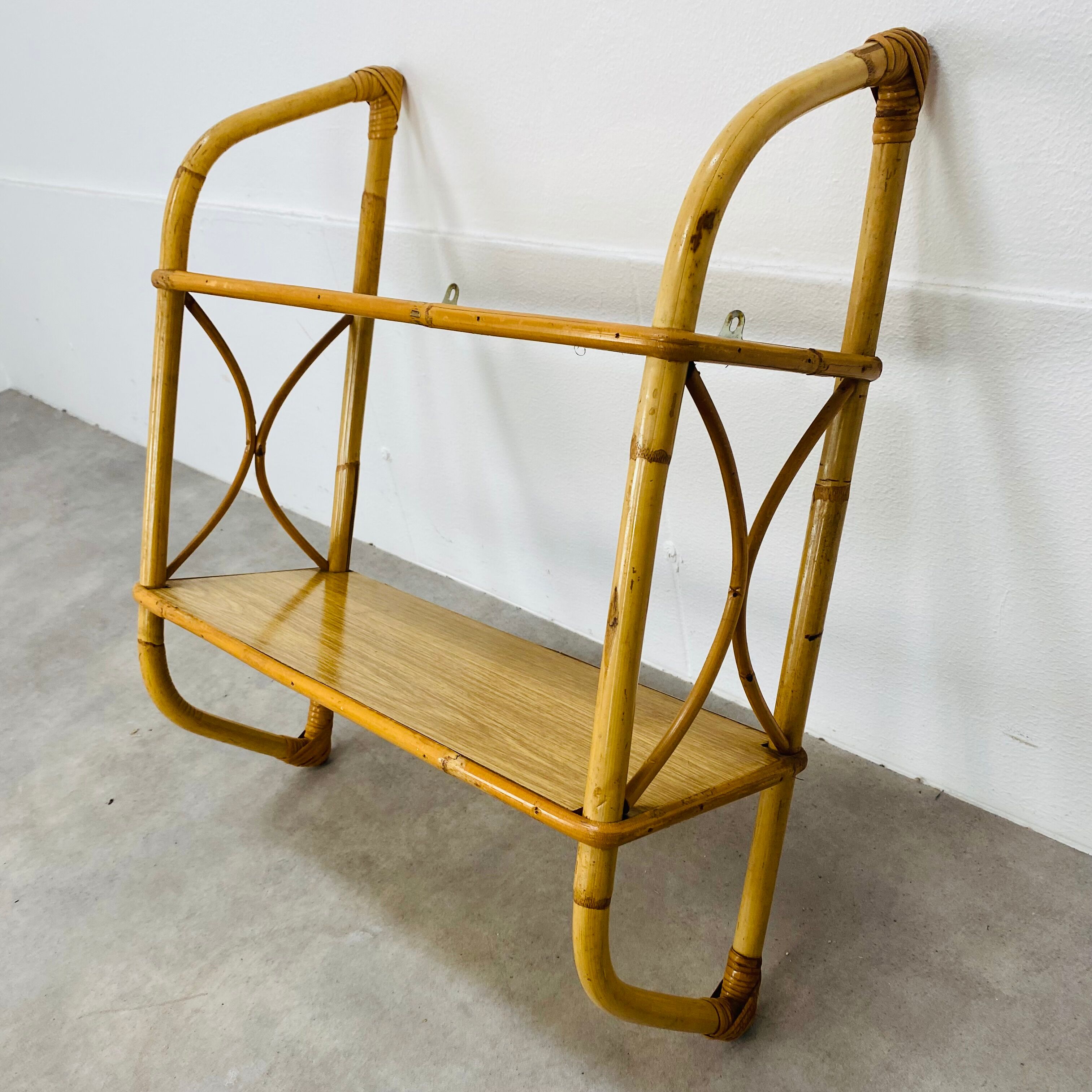 Rattan wall shelf 60s