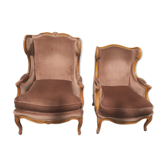 Pair of eared armchairs