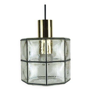 Suspension en verre clair et laiton