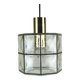 1960s 70s glashuette limburg PENDANT LAMP clear glass shade and brass