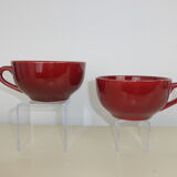 2 Old bowls with ox blood colored handle in St Clément earthenware