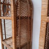 Pair of slim rattan shelves