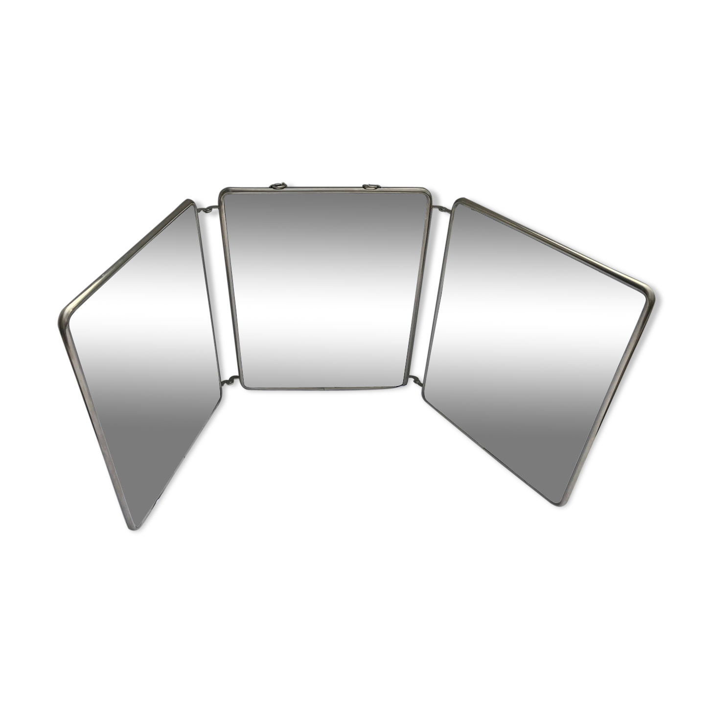 Former mirror triptych barbier contour metal chromé - vintage chain 24x30cm