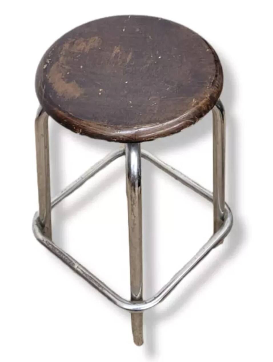 Tabouret réglable en bois et acier