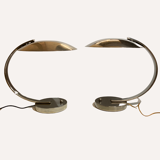 Pair of UFO Art Deco style desk or table lamps by Disderot for Soka, France 1970s