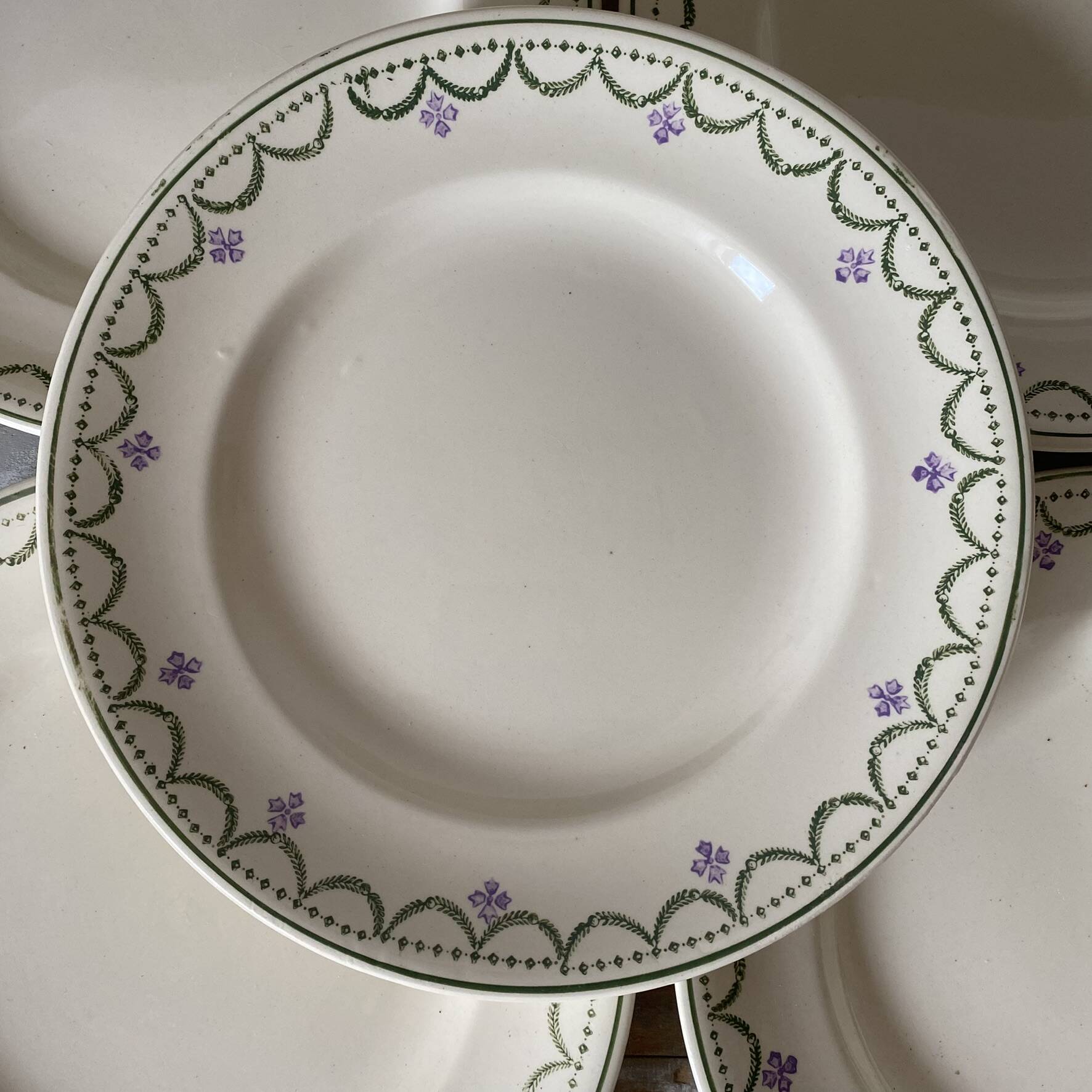 Flat plates Longwy model "Violetta", early 20th century