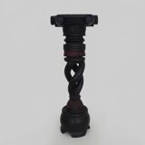 Twisted and engraved blackened wooden pedestal. 1960s 70s.