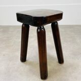 Brutalist chalet-style stool in solid wood