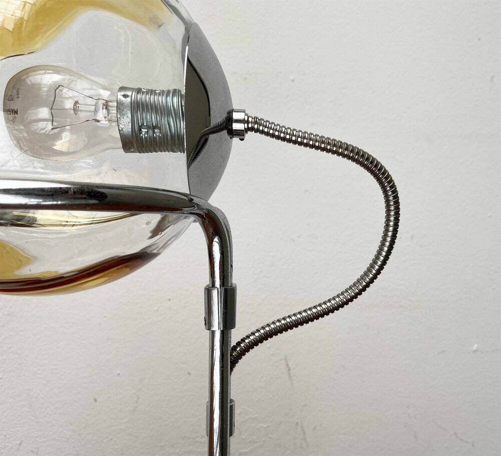 German table lamp from the mid-century space age, glass and chrome, 1960s.