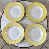lot of 4 hollow plates Moulin des Loups jaunes textured years 50-60