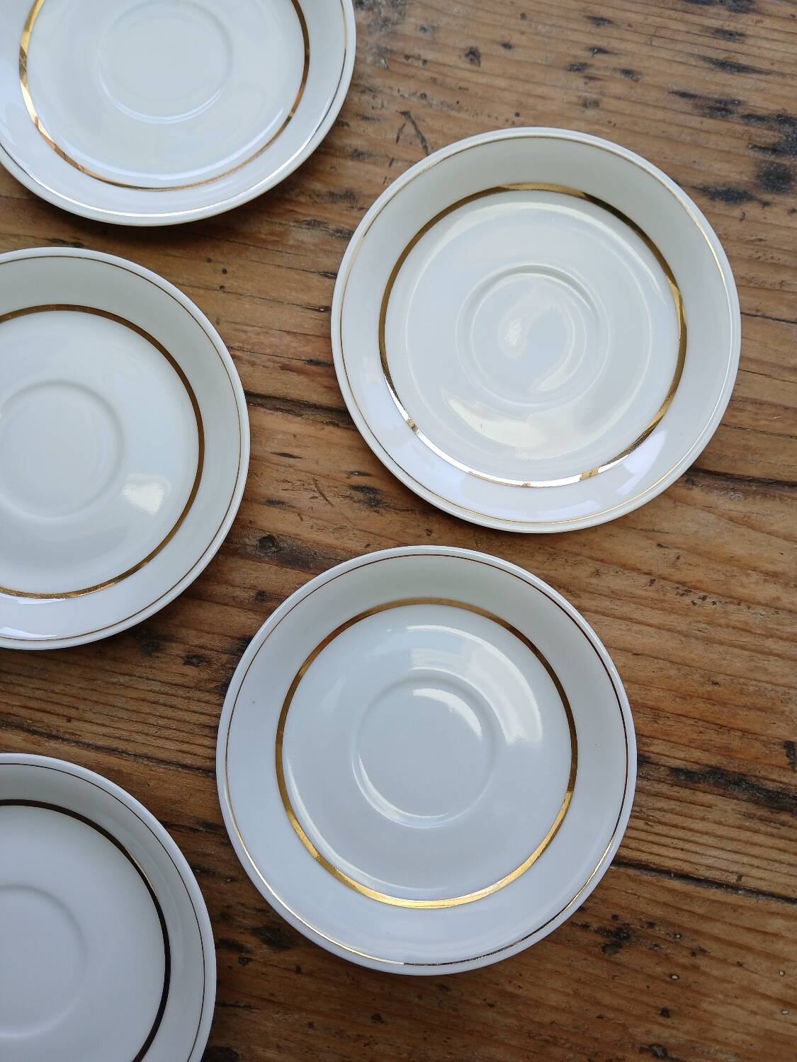 Set of 7 Limoges porcelain cups and saucers