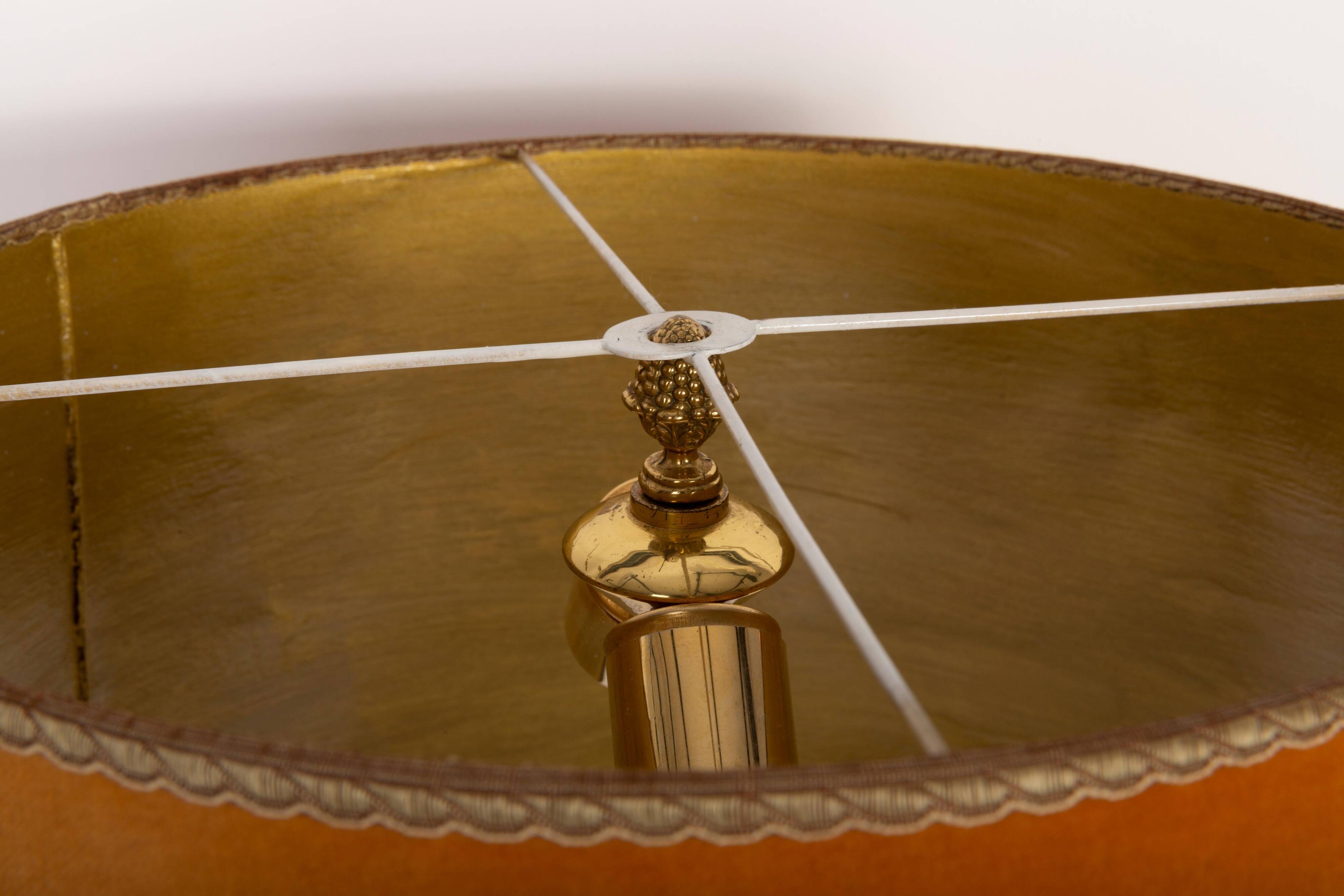 Mid-Century Hollywood Regency Orange Velvet Table Lamp, France, 1960s