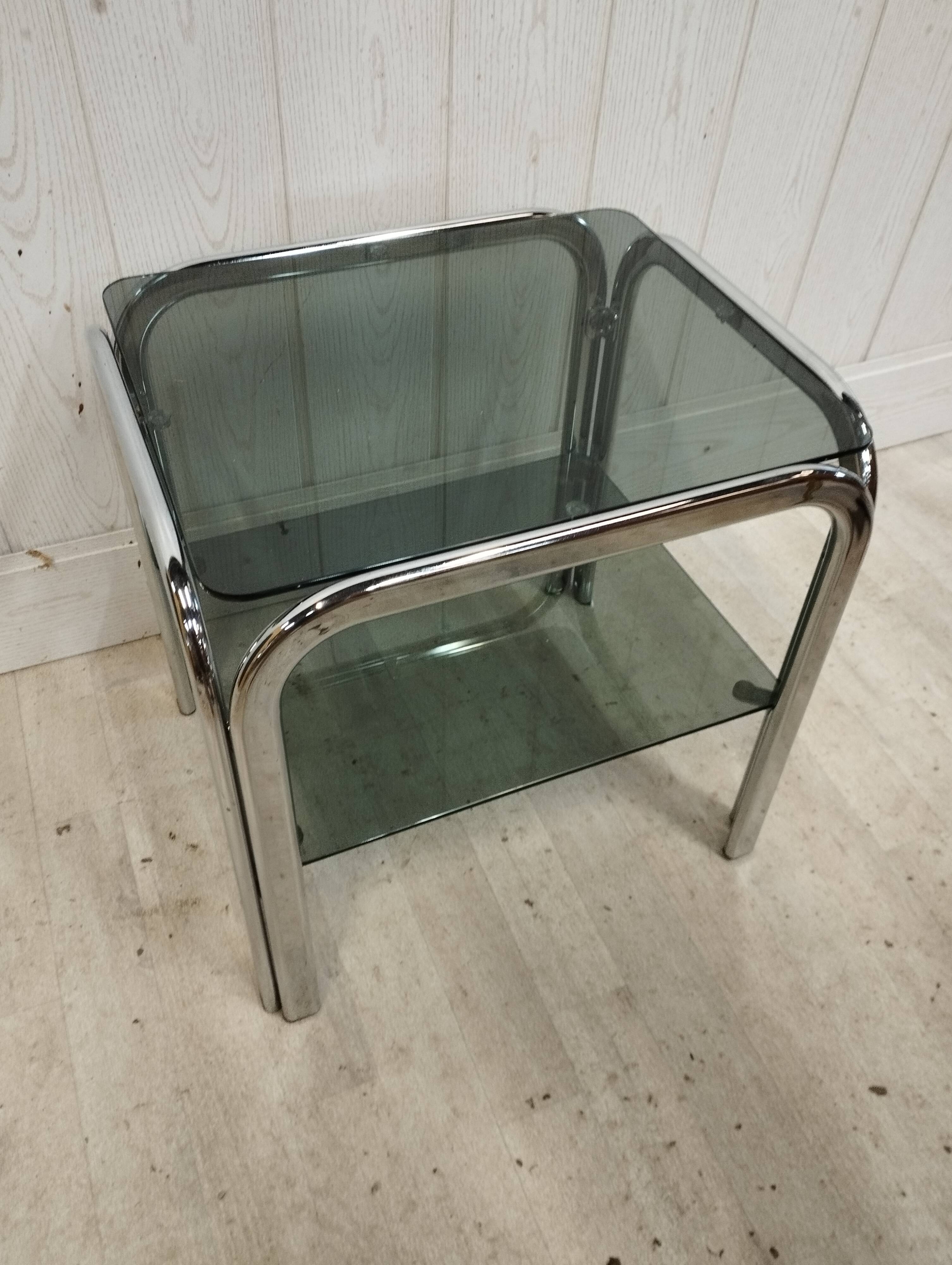 Vintage chrome sofa tip and smoked glass