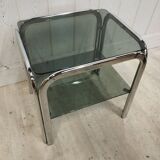 Vintage chrome sofa tip and smoked glass