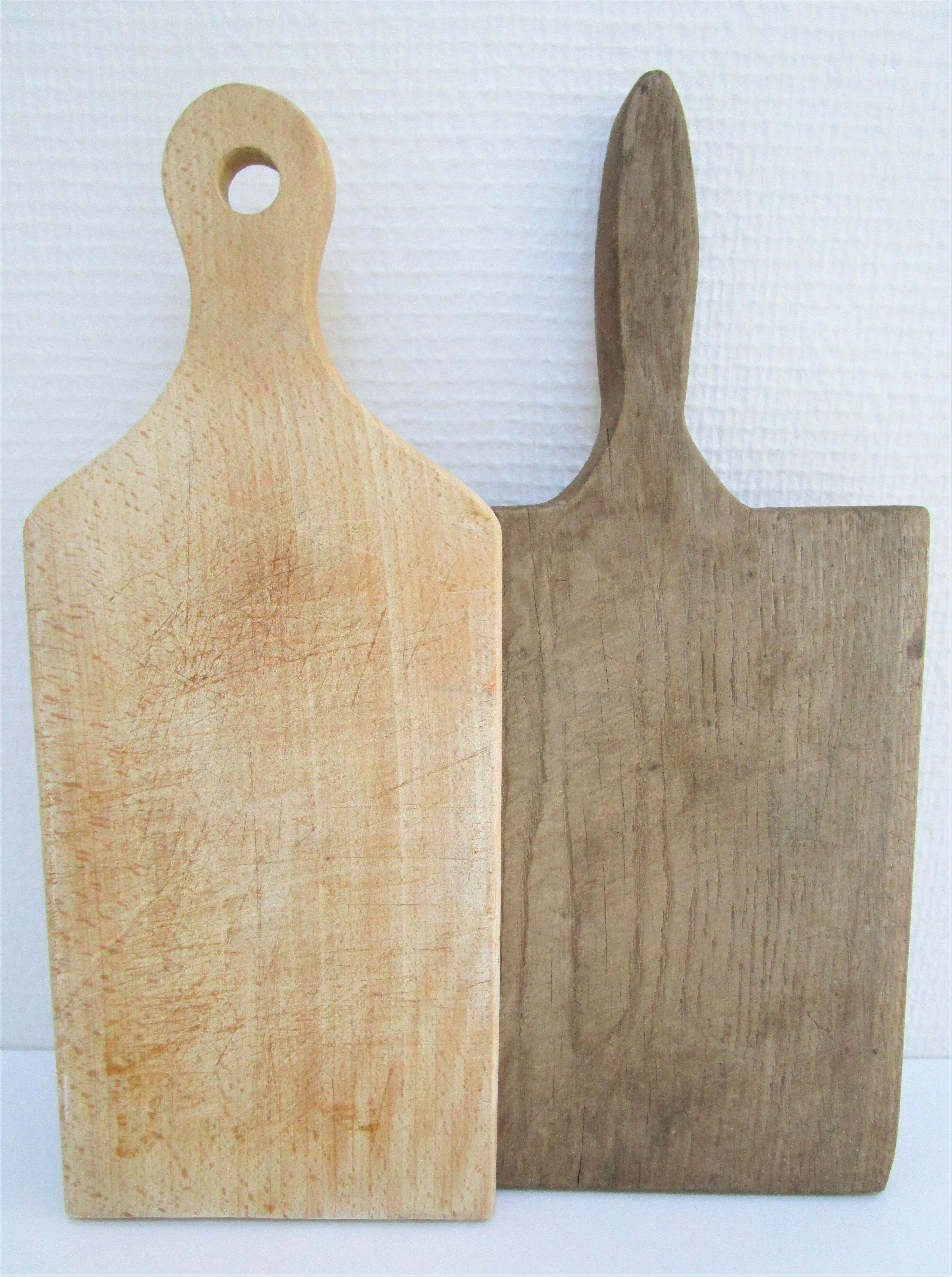 Two vintage solid wood cutting boards