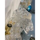 Contemporary transparent "lingue" murano glass wall lamp in barovier style