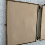 Vintage mirror 1900 triptych barber dressing table brass - 27 x 70 cm
